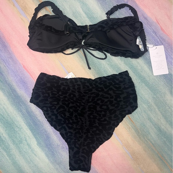 Toluca Swim Bikini Set black leopard print women’s size L bottom XL top NWT - Picture 7 of 7